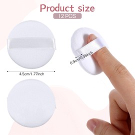 TIESOME Mini Finger Powder Puff, 12 PCS White Soft Makeup Puff 1.7 Inches Round Powder Pact Makeup Sponges Finger-Sized Reusable Loose Powder Puffs Beauty Makeup Tools for Women