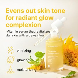 Face Republic- Suero revitalizante que ilumina la piel opaca con ingredientes vitamínicos y aceite de semilla de jojoba encapsulado, dejando tu piel c