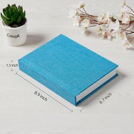 Pssoss Photo Album 5x7 with Writing Space Linen Cover 5x7 Photo Album Book Holds 20 Photos Ideal for Wedding Theme-Album and Baby Photo Albums (Blue,20 Pockets)