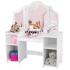 Costzon Kids Vanity, 2 in 1 Princess Makeup Desk Dressing