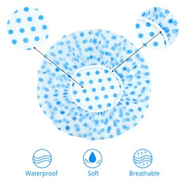 6 Pcs Shower Caps, Reusable Bath Cap with Elastic Band, Waterproof Plastic Shower Caps for Women, Men, Kids (Red)