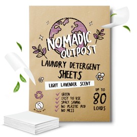 Eco-Friendly Laundry Detergent Sheets - Efficient, Clean, and Fresh Scented, Washer-Friendly Soap Sheet - No Mess & Space-Saving Laundry Strips & Travel Laundry Detergent - Up to 80 Loads, Lavender