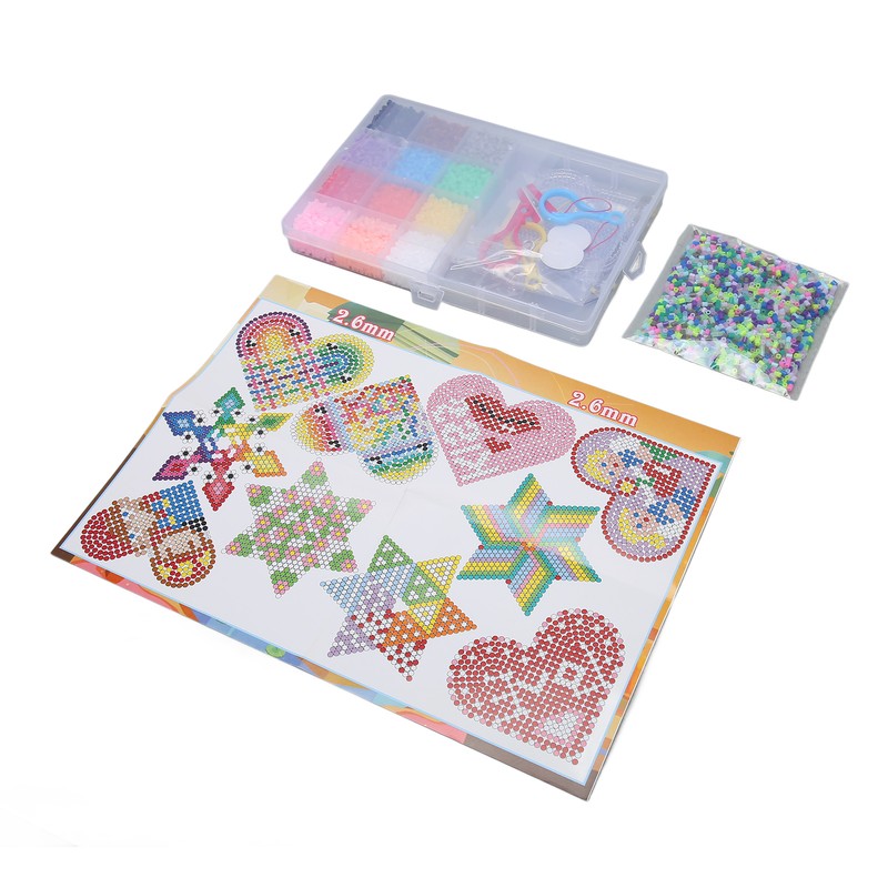 Kids Fuse Beads Kit 2.6mm 12 Colors Quadrate Heart Hexagonal