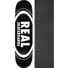 Real Skateboards Classic Oval Skateboard Deck - 8.25" x 32" with Jessup Grip Tape Black Griptape - Bundle of 2 Items