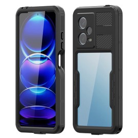 FONREST for Xiaomi Redmi Note 12 Pro IP68 Waterproof Case Full-Body Sealed Slim Snowproof Shockproof Dustproof Underwater Outdoor Transparent Cover w/Hand Strap