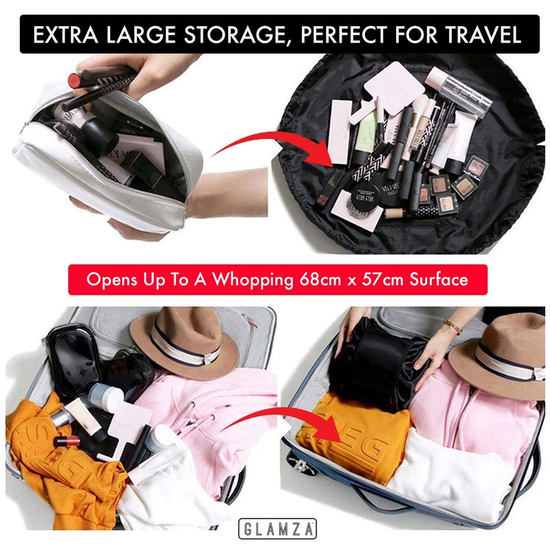 Drawstring Makeup Bag GLAMZA ‘Lazy’ Cosmetics Makeup Pouch Storage Organiser