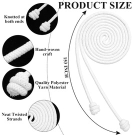 GliCraft 153 Inch Cincture Clergy Rope Monks Religious Rites Celebrating Masses Alba Robes Vestments Ceremonial Halloween Cosplay Christian Denominations for Priest Deacon Altar Server(White,Knotted)