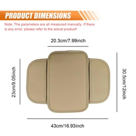 GAOLAOSY Car Center Console Cover, Leather Waterproof Auto Arm Rest Pad with Storage Bag, Scratch Resistant Middle Console Protector, Comfortable Vehicle Interior Accessories for Sedan SUV (Beige)