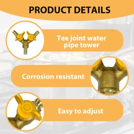 Huybaa 4pcs Brass 3-Way Valve with Hose Connector & Ball Valve - Y Hose Connector for Water, Gas, Air (13-19mm Hose Diameter)