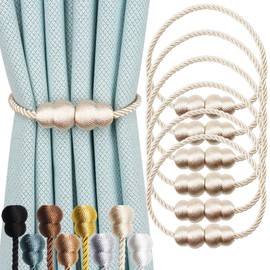 Hangtty - Juego de 6 alzapaños magnéticos para cortinas decorativas, elegantes soportes de cortina para cortinas al aire última intervensión, cierre de tratamiento de ventanas, color beige