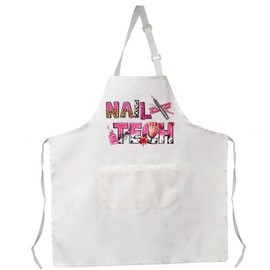 Nail Tech Apron With Pockets Nail Tech Gift Nail Salon Gift Nail Tech Supplies Waterproof Apron Adjustable (NAIL TECH apron white ca)