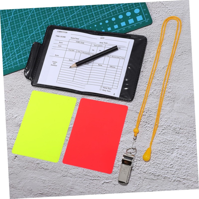 Sosoport Soccer Referee Kit Yellow Red Cards Whistles Score Sheet