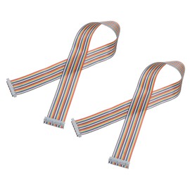 MECCANIXITY IDC Rainbow Wire Flat Ribbon Cable 2.54mm Pitch 30 Pin Connection Line FC Dual Female Gray Connector for DIY Experiment 2 Ft Length 2 Pcs