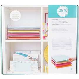We R Memory Keepers, 12x12 Inch 4-Pack Stackable Trays, for Storing Paper, Letters, Scrapbooking Tools, and More, Organization System, Easy Assembly and Storage