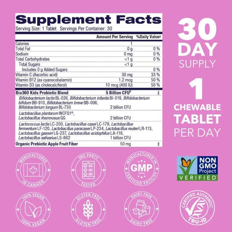 Bio360 Probióticos Niños 15 Cepas 5 Mil Millones Cfu 60