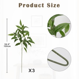 Briful Eucalyptus Stems 39.5 '' Tall, Artificial Branches for Vase Round Year Faux Greenery Stems Realistic Green Eucalyptus Leaf Plant Sprays for Home Decor Indoor Party Wedding, Set of 3