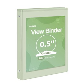 SUNEE 3 Ring Binder 3 Inch 1/2 Pack, Clear View Binder Three Ring PVC-Free (Fit 8.5x11 Inches) for School Binder or Office Binder Supplies, Sage Green Binder