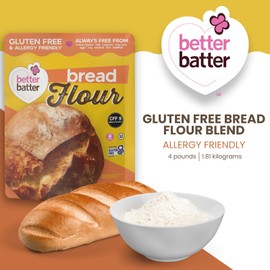 Better Batter Bread Flour | Certified Kosher & Gluten Free Flour for Baking Top 9 Allergen-Free Perfect for Yeast Bread Recipes & Pie Crusts! Knead, Cold Proof Hostess Kitchen Cooking Gifts 4LB Pouch