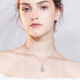 KZX Moonstone Elephant Necklace 925 Sterling Silver Elephant Pendant Necklace Moonstone Elephant Pendant Jewelry Gifts for Women Mother