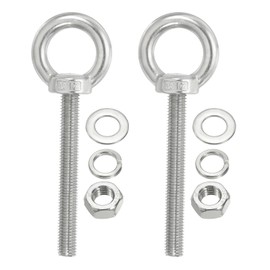 PATIKIL M12 x 80mm Lifting Shoulder Eye Bolt, 2Pcs 304 Stainless Steel Lifting Ring Threaded Eyebolt with Nuts Washers for Hanging Hammocks Articles
