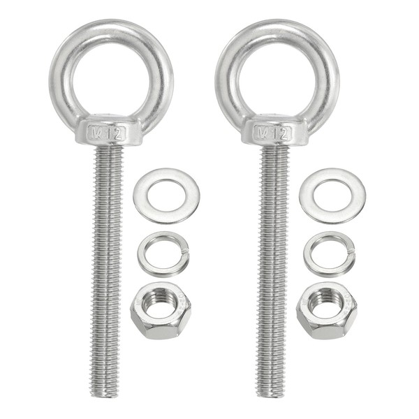 PATIKIL M12 x 80mm Lifting Shoulder Eye Bolt, 2Pcs 304