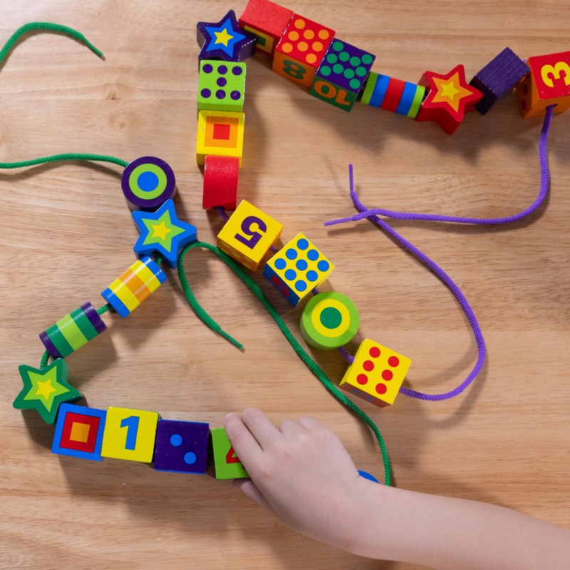 Melissa & Doug Deluxe Wooden Lacing Beads - Educational Activity
