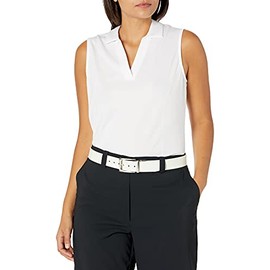 PGA TOUR Women's Regular Airflux Sleeveless Golf Polo Shirt, Bright White, Large