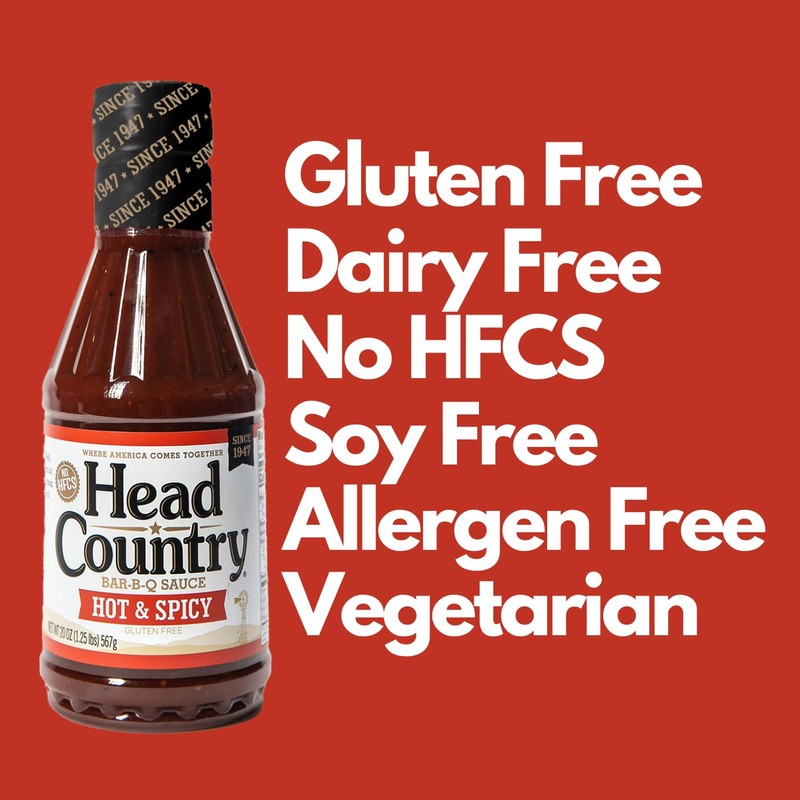 Head Country Bar-B-Q Sauce, Hot & Spicy | Soy Free,