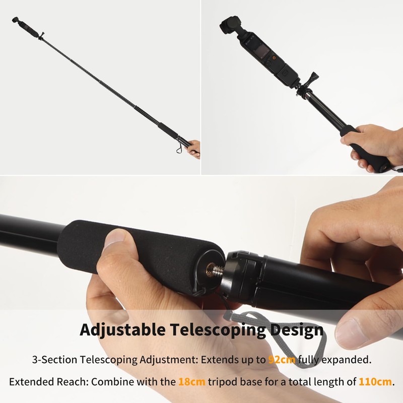 uconsmimo 36 inch Retractable Selfie Stick+Tripod Mount for DJI Osmo