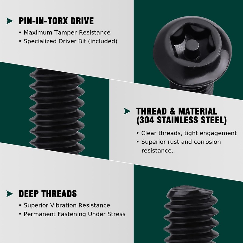 #10-24 x 1/2" Button Head Torx Security Screws, 304 Stainless