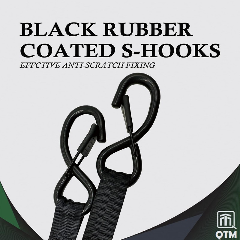 QTM 4 Pack Retractable Ratchet Straps, 1" x10' with Soft