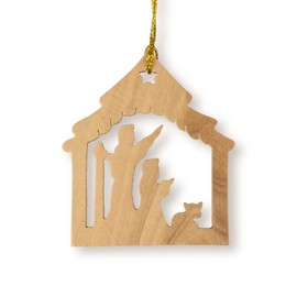 Wisemen & Star Nativity Scene, Olive Wood Christmas Ornament from Israel, Religious Ornaments & Decorations, Small Wooden Xmas Hanging Holiday Décor for Tree, Made in The Holy Land of Bethlehem