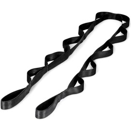 Sportisimo Correa de Yoga Sin Elástico Yoga Strap 10 Argollas · 1.9m x 2.5 cm · Poliéster Para Yoga, Pilates, Fisioterapia y Rehabilitación Negro