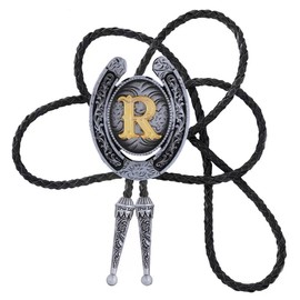 GelConnie Bolo Ties for Men, Initial Letter R Bolo Tie Costume Mens Western Bolo Ties Cowgirl Necktie Bolero Tie Native American Cowboy Necklace