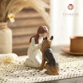 Storieme German Shepherd Figurines Gifts for Women - Dog Mum Dog Lover Gifts Loss of Dog Pet Memorial Bereavement Ornament (5.7 x 7.2 Inches)