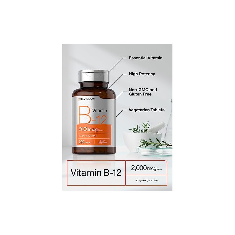 Horb Ach Vitamina B12 2000 Mcg 200 Comprimidos Suplemento Vegetariano