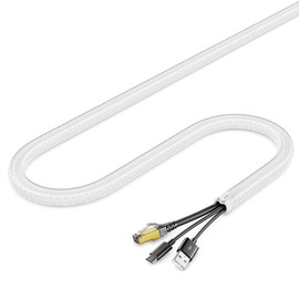 deleyCON 1.5 m Cable Sleeve with Zip 15 mm Diameter Cable Management Cable Duct Cable Protection Robust Nylon Cable Sheath Household Office Desk White