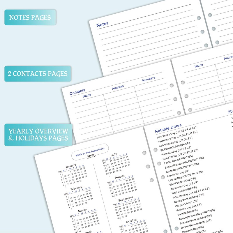 Academic Refill Diary 2024-2025 - Diary 2024-2025 Day Per Page,