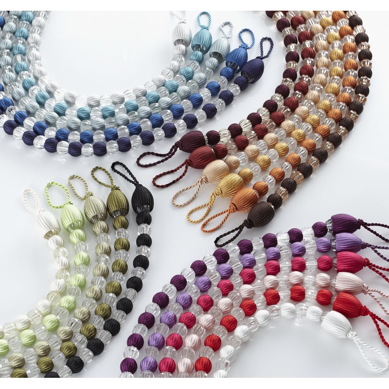 Alan Symonds Earle Beaded Rope Curtain Tie Back, Purple