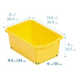 ECR4Kids Scoop Front Storage Bin, Multipurpose Organization, Yellow, 5-Piece
