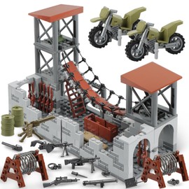 Finger Rock Finger Rock Military Series Small Suspension Building Set, WW2 Army Mini War Accessories Kits, DIY Defence Base Guard Tower Guns Army Supplies Block Toy for Kids 8-14