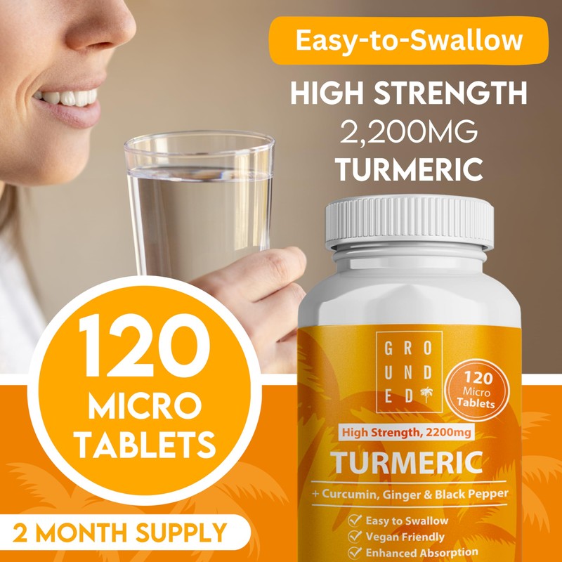 Grounded Turmeric Tablets 2,200mg with Black Pepper & Ginger 35:1