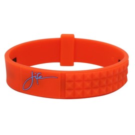 Phiten Life Titanium Bracelet - Waterproof Sports Silicone Bracelet Wristband for Alternative Healing - Power Elastomer Zone with Micro Titanium Spheres - Orange, 7.5 Inch