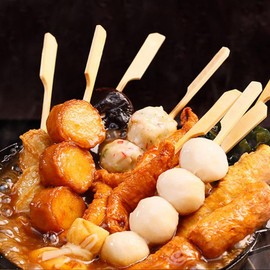 200 Pieces Paddle Bamboo Skewers, Flat Burgers Sticks Children Skewers Kids Wooden Fruits Picks Cocktail Sticks Satay Skewers Barbecue Kebabs Skewers for Buffets Party