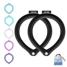 2PCS Snap Button Neck Cooling Tube with Insulated Bag,Reusable 18℃/64℉ Ice Neck Ring Wearable Body Cooling Products for Summer Heat (Black*2/Snap Button)