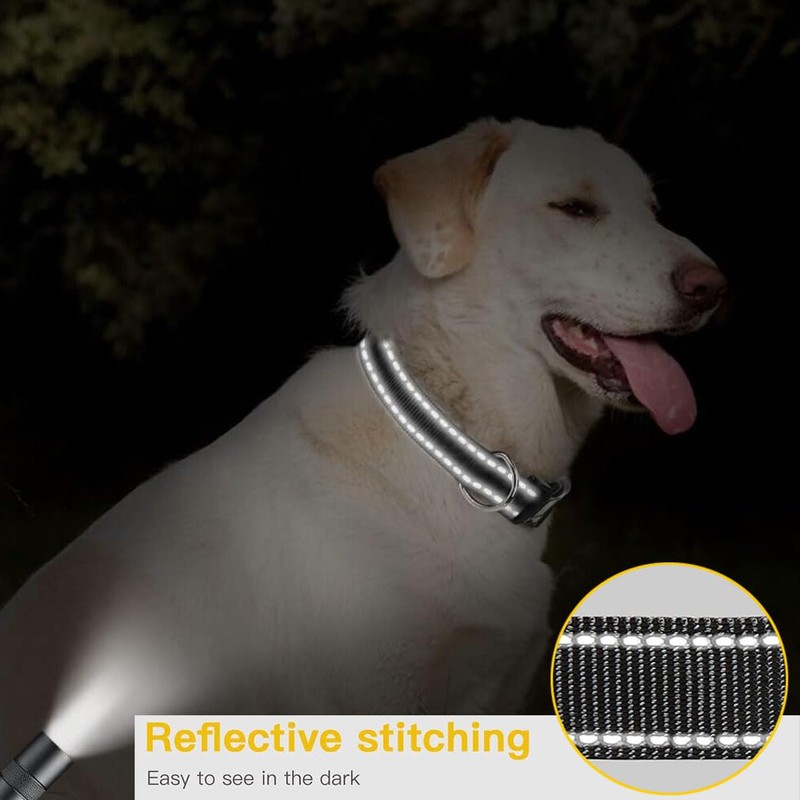 Reflective Dog Collar, Adjustable Nylon Collars with Safety Buckle, Pet