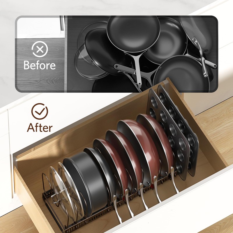 ORDORA Pots and Pans Organizer under Cabinet with Pan Holder: