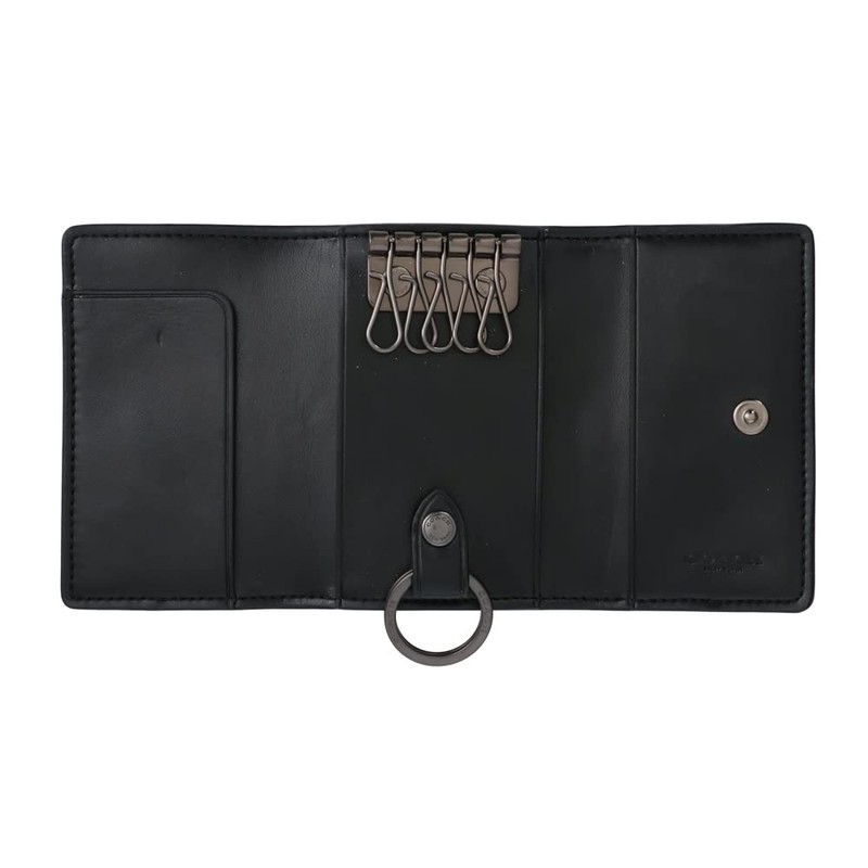 Coach F78675 QB/Charcoal QBO4G Key Case with Box and Shopper,