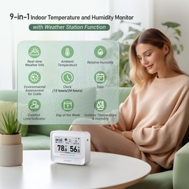 INKBIRD WiFi Thermometer Hygrometer, Temperature and Humidity Sensor with Weather Station, 9-in-1 IBS-TH5 with Electronic Ink Display, 2 Years Free Data Storage Export, Remote Monitor for Room