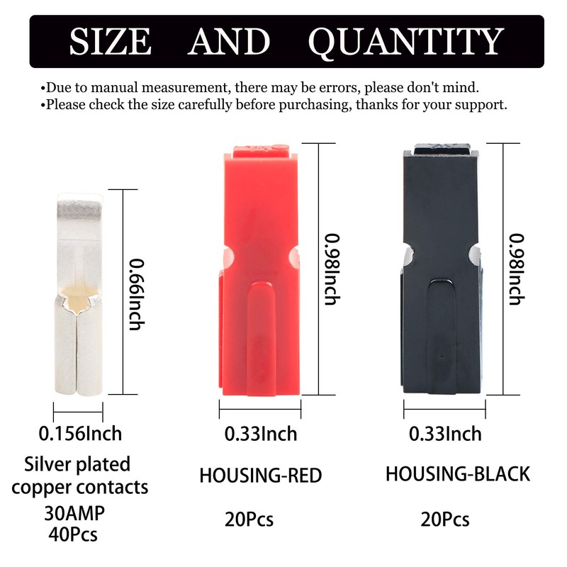 20 Pair 30AMP Quick Disconnect Power Terminals Connectors, Red Black